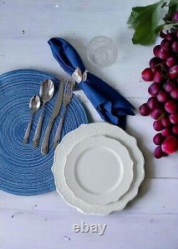 HouseyHouse White Dinner Plate with a Set of The Needed Items Cutlery Set Cerami