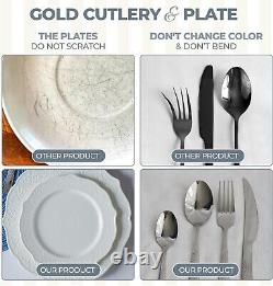 HouseyHouse White Dinner Plate with a Set of The Needed Items Cutlery Set Cerami