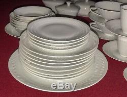 Hutschenreuther APART White Embossed Lines Dinnerware 17 Serving Pieces MCM EUC