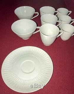 Hutschenreuther APART White Embossed Lines Dinnerware 17 Serving Pieces MCM EUC