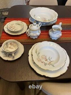 Hutschenreuther Magnolia 7948 White Scalloped With Gold Trim Serving Set 6