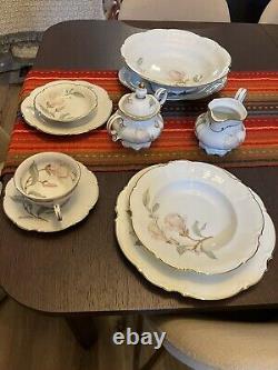 Hutschenreuther Magnolia 7948 White Scalloped With Gold Trim Serving Set 6