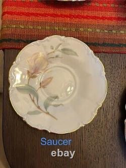 Hutschenreuther Magnolia 7948 White Scalloped With Gold Trim Serving Set 6