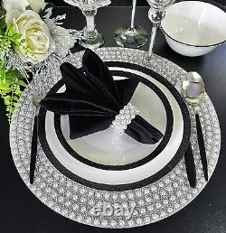 Imperial 18 Piece Dinnerware Set White Porcelain withBlack Textured Rim Service/6