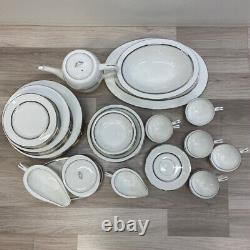 Imperial Fukagawa White-Silver Bone China Dinnerware