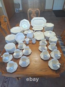 Independence Ironstone by Interpace White Pattern 92 Piece Dinnerware Grouping