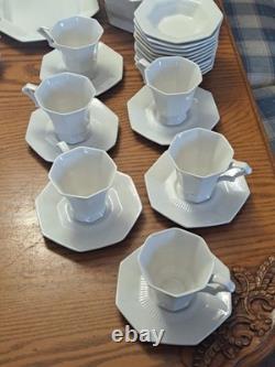Independence Ironstone by Interpace White Pattern 92 Piece Dinnerware Grouping