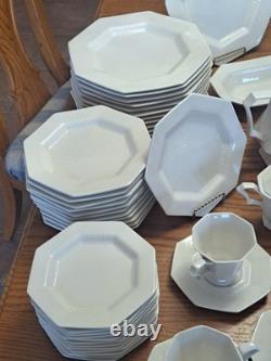 Independence Ironstone by Interpace White Pattern 92 Piece Dinnerware Grouping
