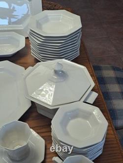 Independence Ironstone by Interpace White Pattern 92 Piece Dinnerware Grouping