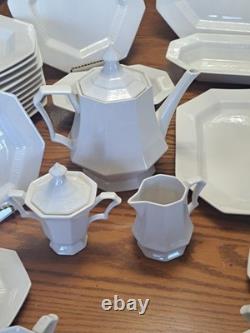 Independence Ironstone by Interpace White Pattern 92 Piece Dinnerware Grouping