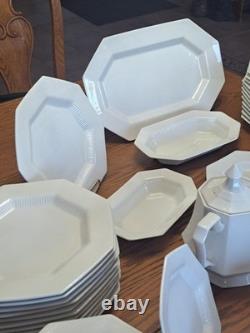 Independence Ironstone by Interpace White Pattern 92 Piece Dinnerware Grouping