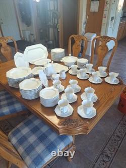 Independence Ironstone by Interpace White Pattern 92 Piece Dinnerware Grouping