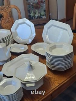 Independence Ironstone by Interpace White Pattern 92 Piece Dinnerware Grouping