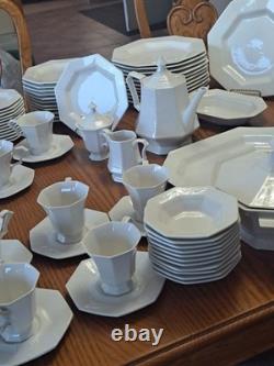 Independence Ironstone by Interpace White Pattern 92 Piece Dinnerware Grouping