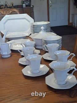 Independence Ironstone by Interpace White Pattern 92 Piece Dinnerware Grouping