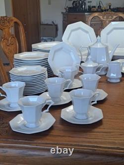 Independence Ironstone by Interpace White Pattern 92 Piece Dinnerware Grouping
