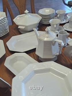 Independence Ironstone by Interpace White Pattern 92 Piece Dinnerware Grouping