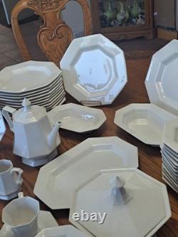 Independence Ironstone by Interpace White Pattern 92 Piece Dinnerware Grouping