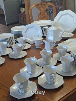 Independence Ironstone by Interpace White Pattern 92 Piece Dinnerware Grouping