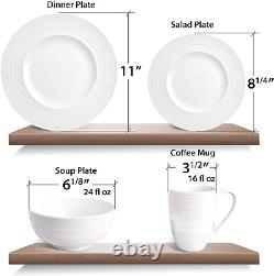 Infinity Bone China Dinnerware Set 16Pcs, round Plates Soup Bowls, Dinner Plate