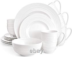 Infinity Bone China Dinnerware Set 16Pcs, round Plates Soup Bowls, Dinner Plate