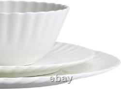 Isadora Scalloped Bone China Lightweight Chip Resistant 12 Piece Dinnerware Set