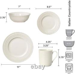 Italian Countryside 16-Piece Dinnerware Set Classic White Porcelain Service fo