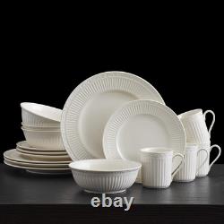 Italian Countryside 16-Piece Dinnerware Set Classic White Porcelain Service fo