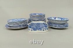 Italian Spode Design Blue and White Porcelain Dinnerware Mixed Lot 32 pcs