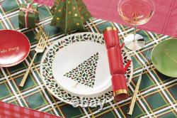 Ivory 12-Piece Evergreen Dinnerware Set for Holiday Hosting and Christmas