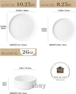 Ivory White 12-Piece Dinnerware Set Durable, Lead-Free, Space-Saving Design