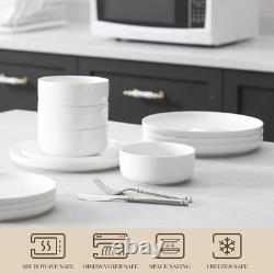 Ivory White 12-Piece Dinnerware Set Durable, Lead-Free, Space-Saving Design
