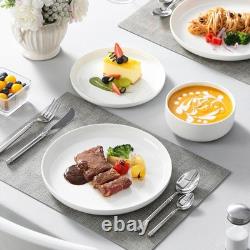 Ivory White 12-Piece Dinnerware Set Durable, Lead-Free, Space-Saving Design