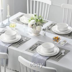 Ivory White 12-Piece Dinnerware Set Durable, Lead-Free, Space-Saving Design