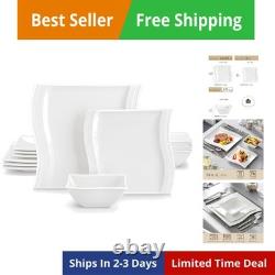 Ivory White Dinnerware Set, 12 Pieces Porcelain Dinner Plates, Dessert Plat