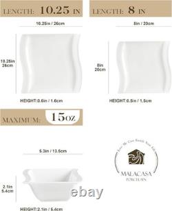 Ivory White Dinnerware Set, 12 Pieces Porcelain Dinner Plates, Dessert Plat