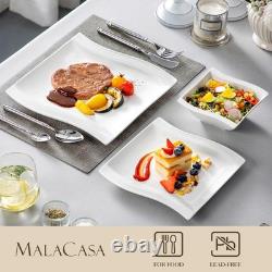 Ivory White Dinnerware Set, 12 Pieces Porcelain Dinner Plates, Dessert Plat