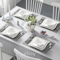 Ivory White Dinnerware Set, 12 Pieces Porcelain Dinner Plates, Dessert Plat