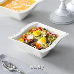 Ivory White Dinnerware Set, 12 Pieces Porcelain Dinner Plates, Dessert Plat