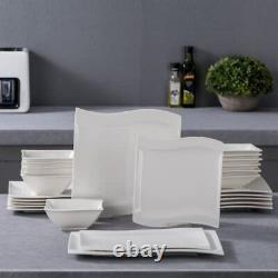 Ivory White Dinnerware Set 26 Piece Porcelain Dinner Set Plates And Bowls Square