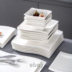 Ivory White Dinnerware Set 26 Piece Porcelain Dinner Set Plates And Bowls Square