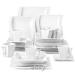Ivory White Dinnerware Set 30piece Porcelain Dinnerware Sets Modern Square Dinne