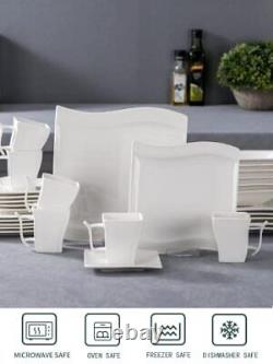 Ivory White Dinnerware Set 30piece Porcelain Dinnerware Sets Modern Square Dinne