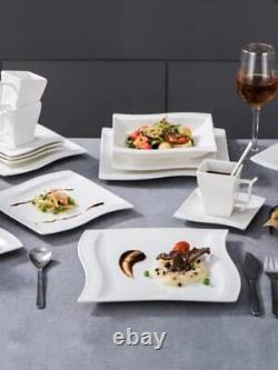 Ivory White Dinnerware Set 30piece Porcelain Dinnerware Sets Modern Square Dinne