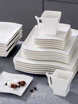 Ivory White Dinnerware Set 30piece Porcelain Dinnerware Sets Modern Square Dinne