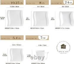 Ivory White Dinnerware Sets, 30-Piece Porcelain Plates and Bowls Sets