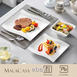 Ivory White Dinnerware Sets, 30-Piece Porcelain Plates and Bowls Sets