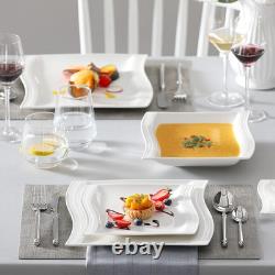 Ivory White Dinnerware Sets, 30-Piece Porcelain Plates and Bowls Sets
