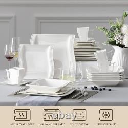 Ivory White Dinnerware Sets, 30-Piece Porcelain Plates and Bowls Sets, Modern