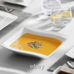 Ivory White Dinnerware Sets, 30-Piece Porcelain Plates and Bowls Sets, Modern